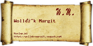 Wollák Margit névjegykártya